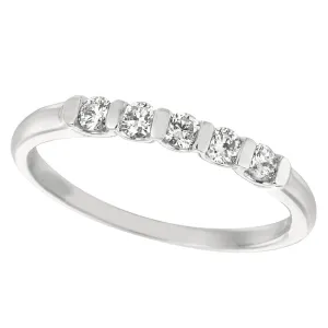0.25 Carat Natural Diamond 5 Stone Ring Band G SI 14K White Gold