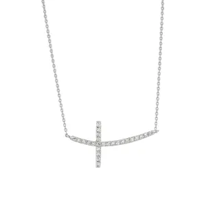 0.25 Carat Natural Diamond Cross Pendant Necklace 14K White Gold G SI 18'' chain