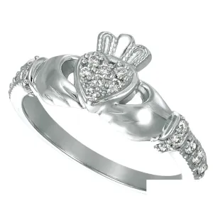 0.25 Carat Natural Diamond Crown Heart Ring G SI 14K White Gold