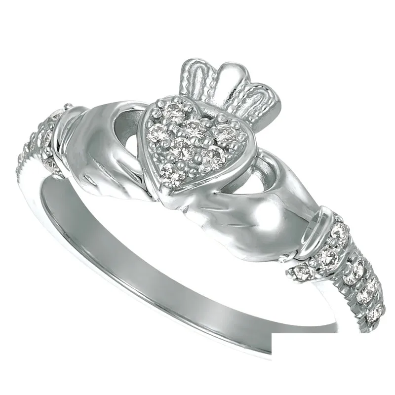 0.25 Carat Natural Diamond Crown Heart Ring G SI 14K White Gold