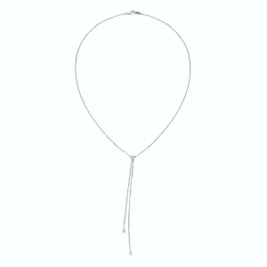 0.30 Carat Natural Diamond Bezel Necklace 14K White Gold G SI