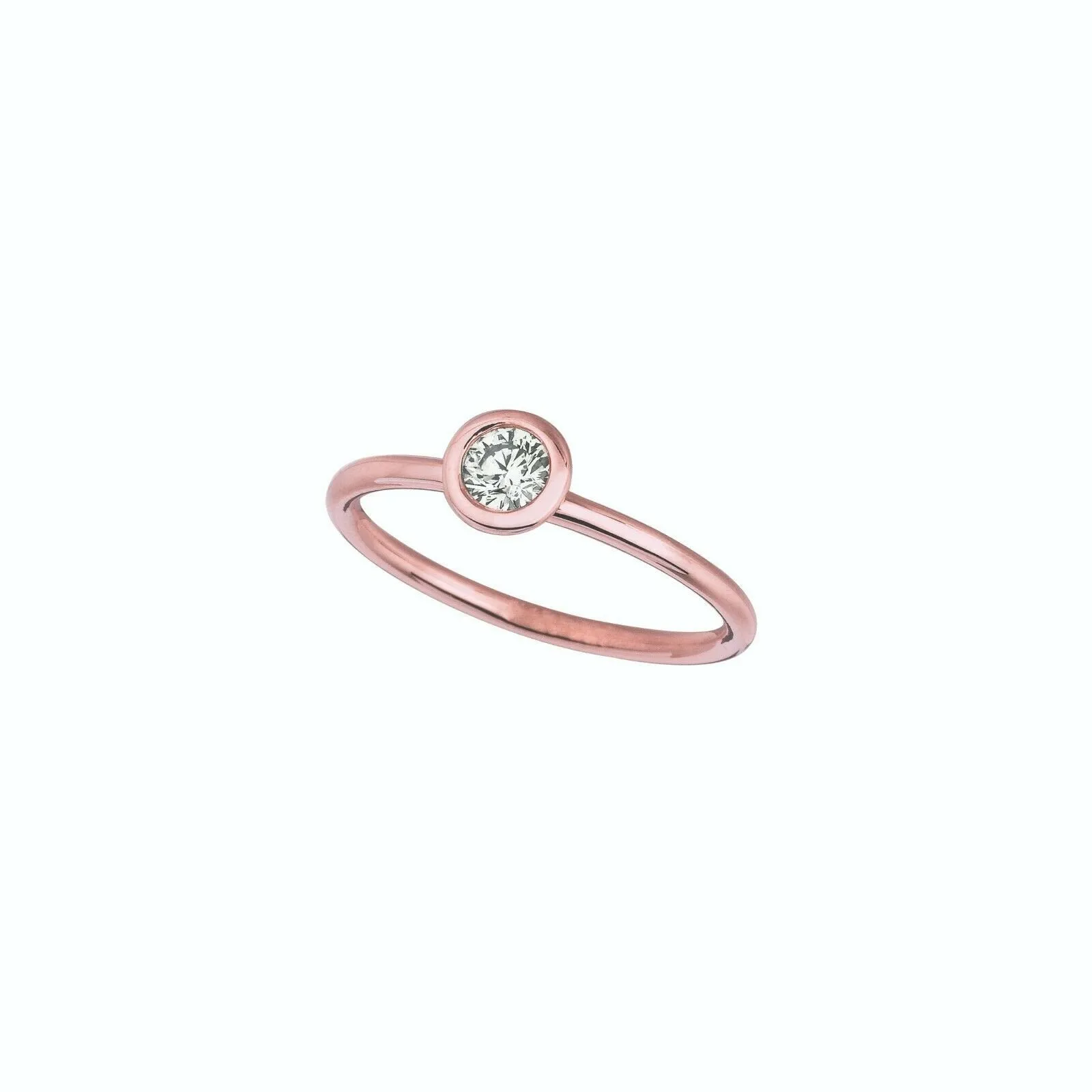 0.30 Carat Natural Diamond Bezel set Ring G SI 14K Rose Gold