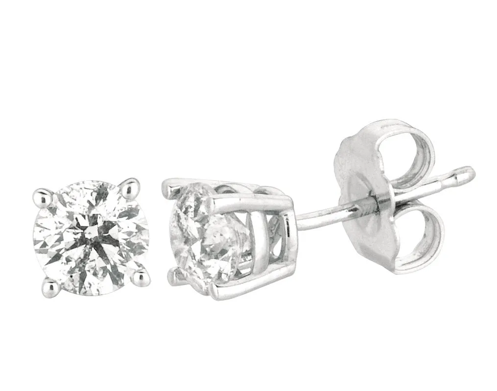 0.33 Carat All Natural Diamond Stud Earrings G SI 14K White Gold