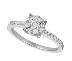 0.35 Carat Natural Diamond Cluster Ring G SI 14K White Gold