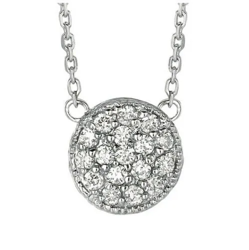 0.35 Carat Natural Diamond Round Necklace Pendant 14K White Gold G SI