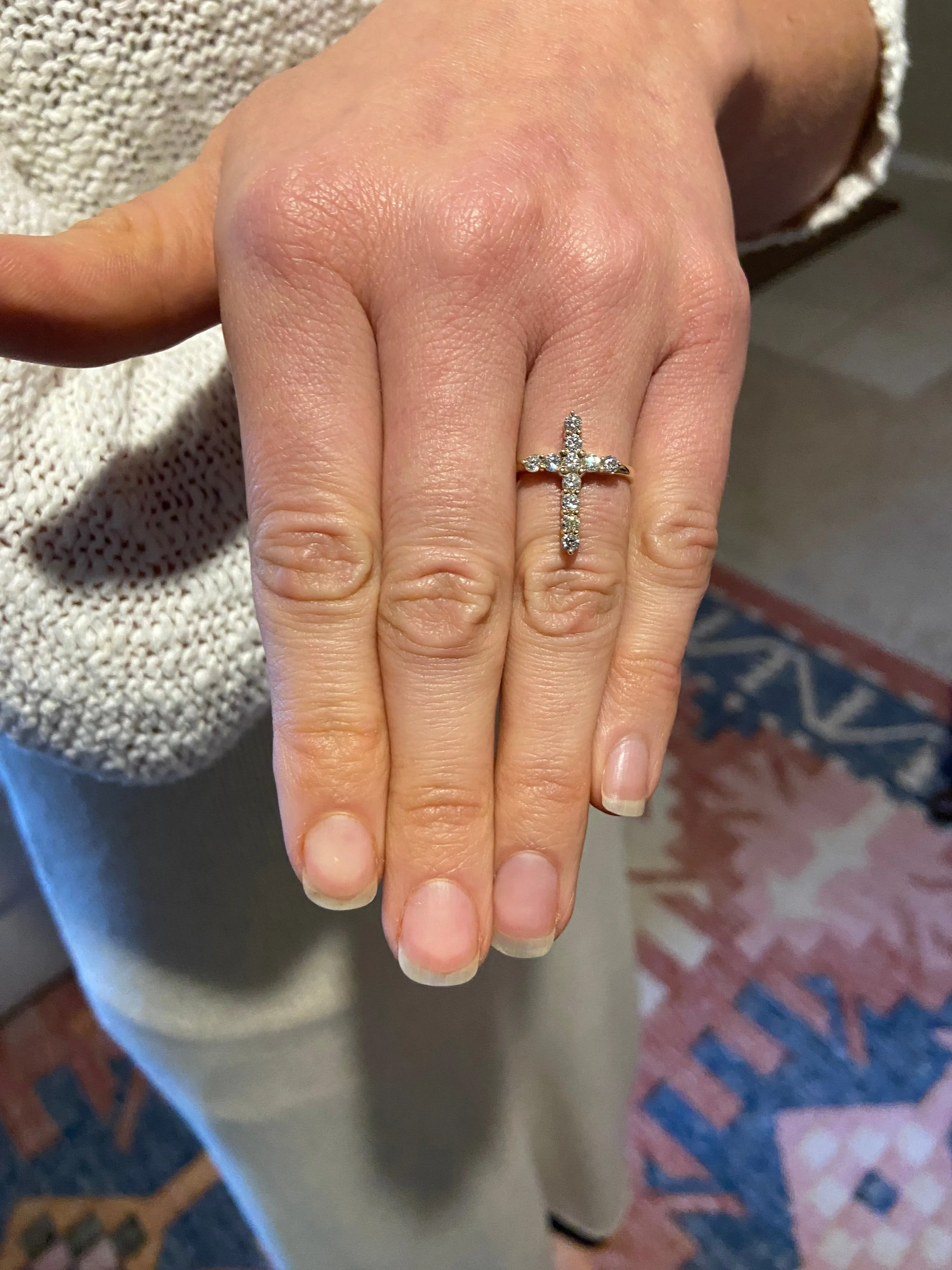 0.50 Carat Natural Diamond Cross Ring G SI 14K Yellow Gold