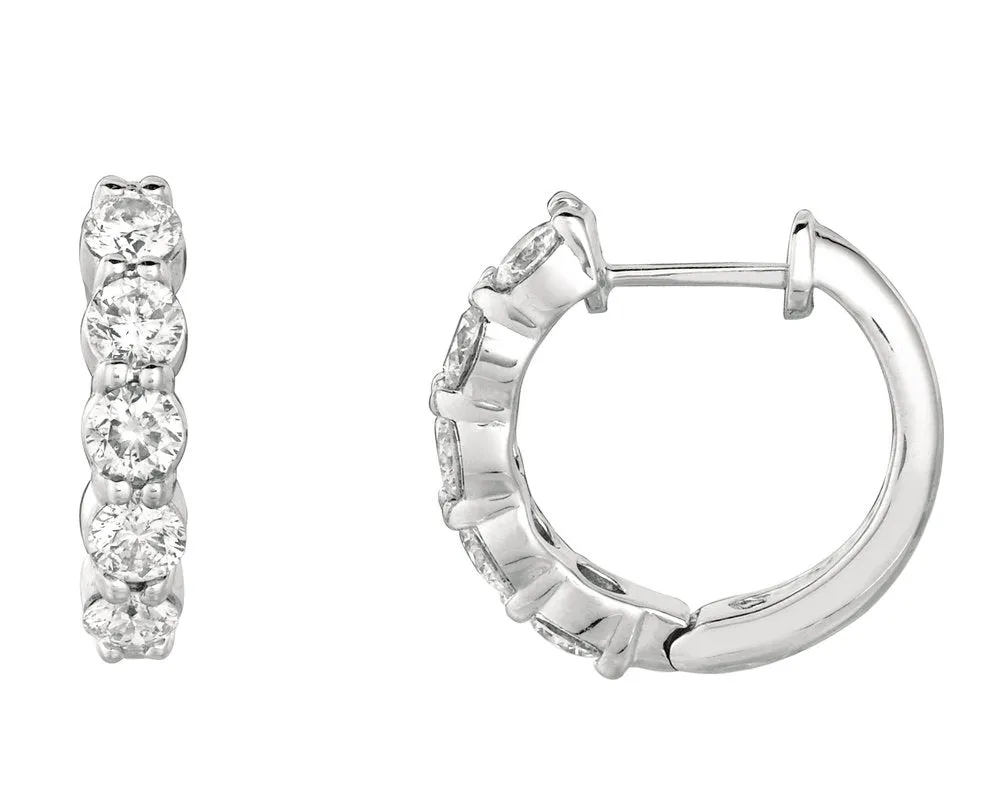 0.50 Carat Natural Diamond Hoop Earrings G SI 14K White Gold