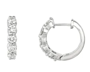 0.50 Carat Natural Diamond Hoop Earrings G SI 14K White Gold
