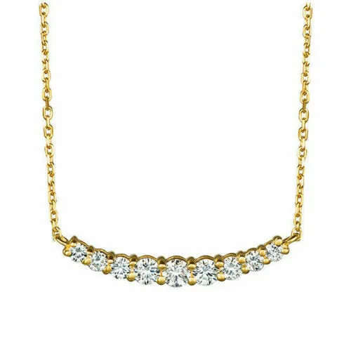 0.50 Carat Natural Diamond Necklace 14K Yellow Gold G SI 9 stones 18 inches