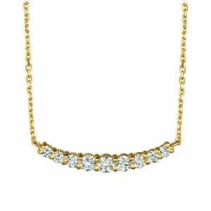 0.50 Carat Natural Diamond Necklace 14K Yellow Gold G SI 9 stones 18 inches