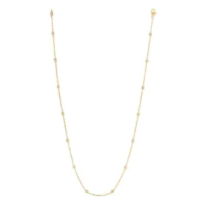 0.50 Ct Diamond by the Yard Necklace G SI 14K Yellow Gold 14 stones 16'' custom