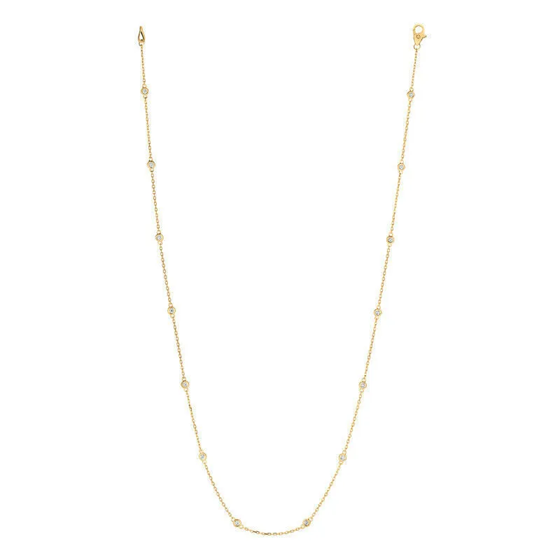 0.50 Ct Diamond by the Yard Necklace G SI 14K Yellow Gold 14 stones 16'' custom