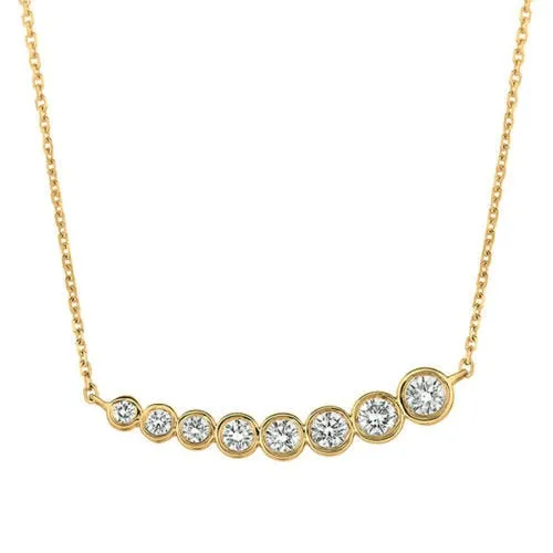 0.50 Ct Natural Diamond Bezel Necklace Pendant 14K Yellow Gold G SI 18'' chain