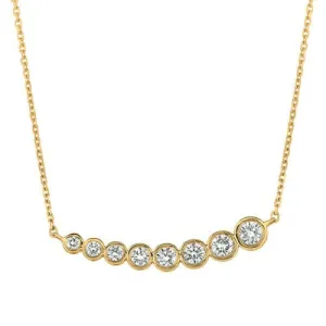 0.50 Ct Natural Diamond Bezel Necklace Pendant 14K Yellow Gold G SI 18'' chain