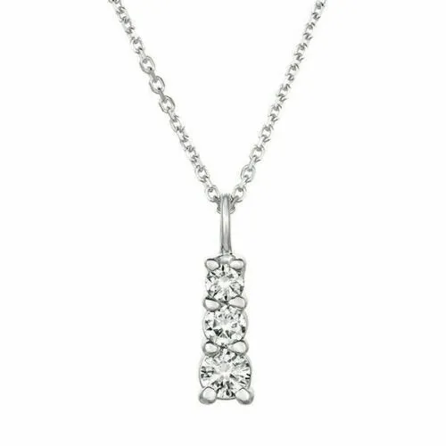 0.60 Carat Natural Diamond Necklace Pendant 14K White Gold G SI 18 inches chain