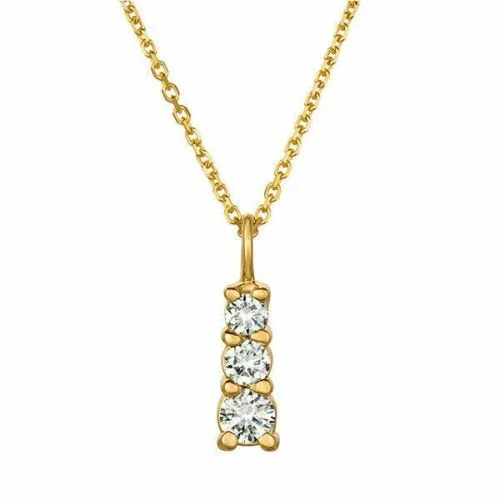 0.60 Carat Natural Diamond Necklace Pendant 14K Yellow Gold G SI 18 inches chain
