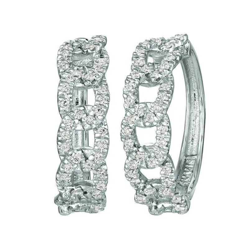 0.75 Carat Natural Diamond Chain Style Earrings G SI 14K White Gold