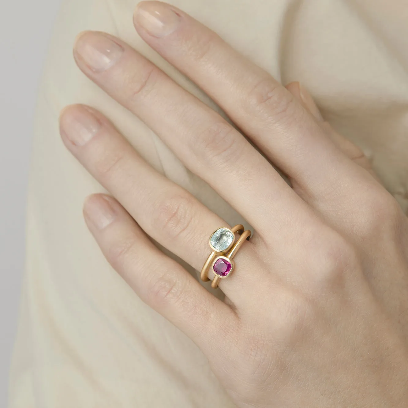 0.97 Carat One-of-a-Kind Cushion Cut Pale Mint Green Tourmaline Ring | TR57-OOAK