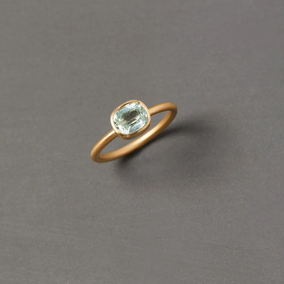 0.97 Carat One-of-a-Kind Cushion Cut Pale Mint Green Tourmaline Ring | TR57-OOAK