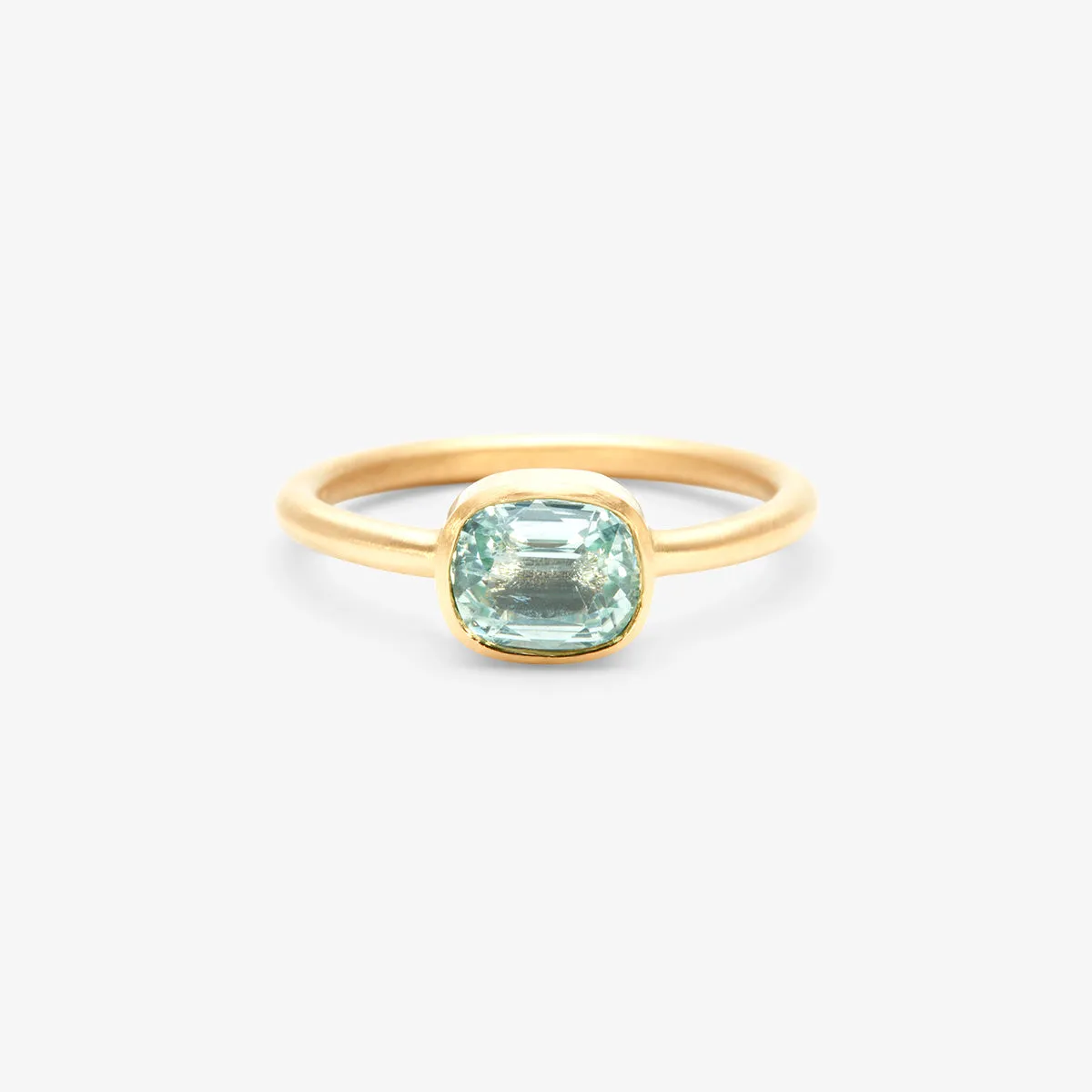 0.97 Carat One-of-a-Kind Cushion Cut Pale Mint Green Tourmaline Ring | TR57-OOAK