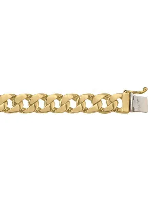 10, 14 Karat Solid Yellow Gold Beveled Edges 10.0 mm Bracelet