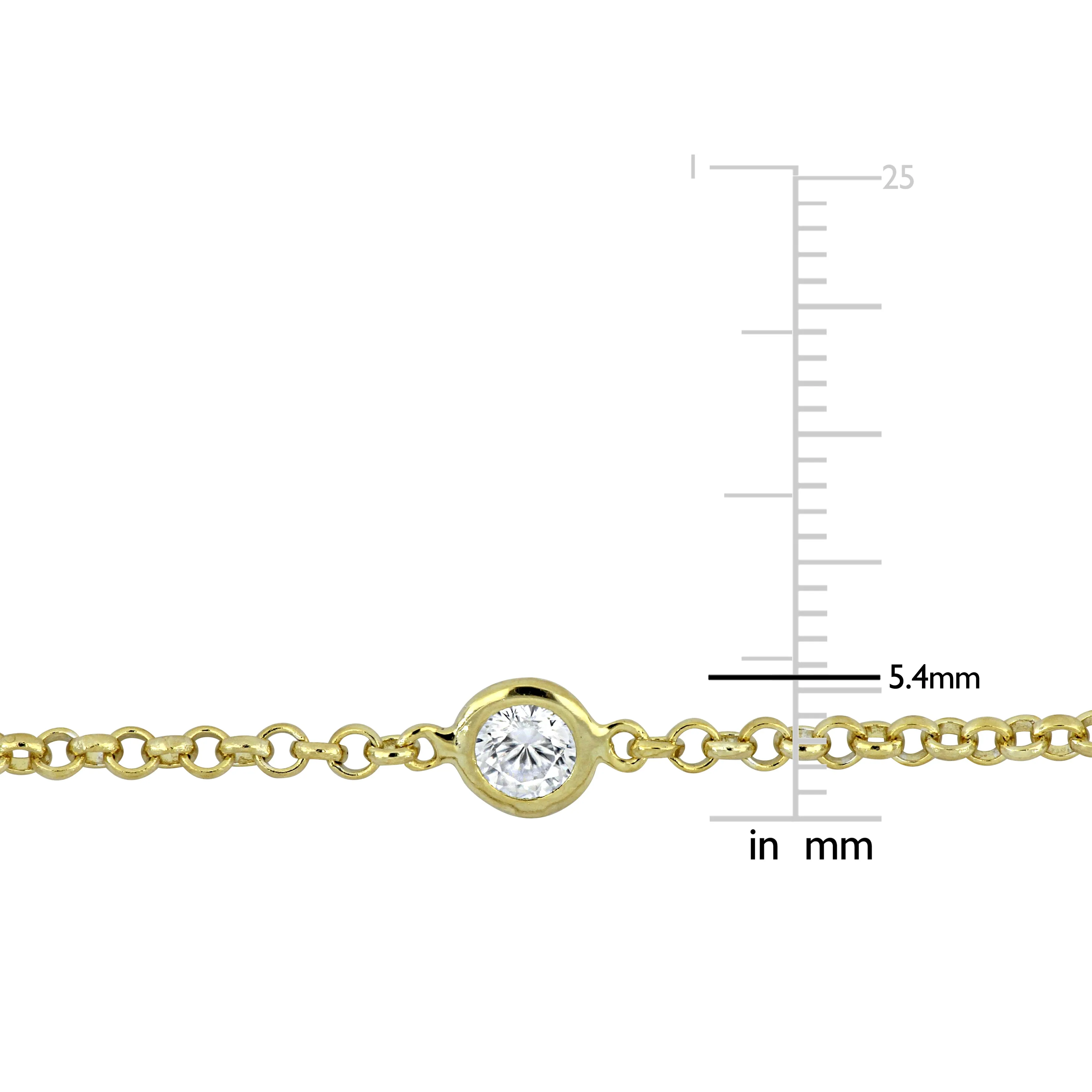 10 CT TGW CUBIC ZIRCONIA BY THE YARD STATION NECKLACE IN YELLOW PLATED STERLING SILVER