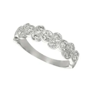 1.00 Carat Natural Diamond Bezel Ring G SI 14K White Gold