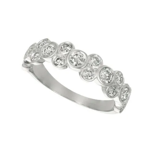 1.00 Carat Natural Diamond Bezel Ring G SI 14K White Gold