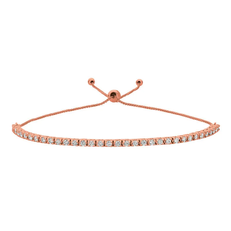 1.00 Carat Natural Diamond Bolo Bracelet G SI 14K Yellow Gold 7'' adjustable