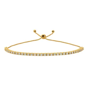 1.00 Carat Natural Diamond Bolo Bracelet G SI 14K Yellow Gold 7'' adjustable
