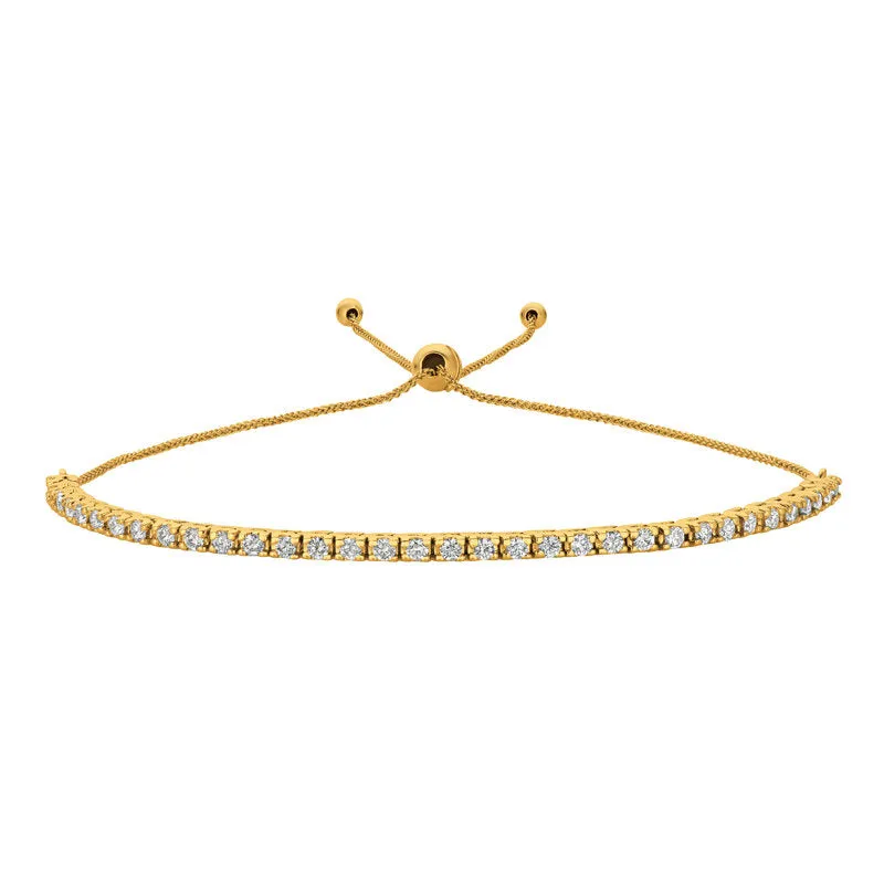 1.00 Carat Natural Diamond Bolo Bracelet G SI 14K Yellow Gold 7'' adjustable