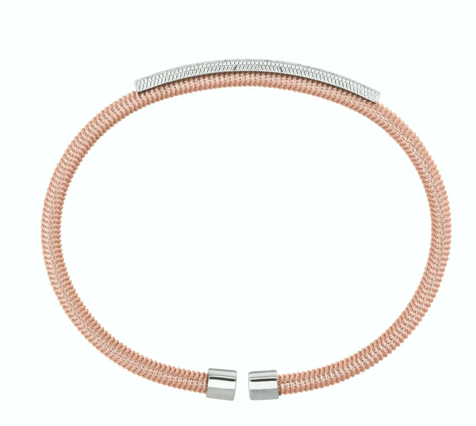 1.00 Carat Natural Diamond Fancy Bangle Bracelet G-H SI 14K White Gold 7''