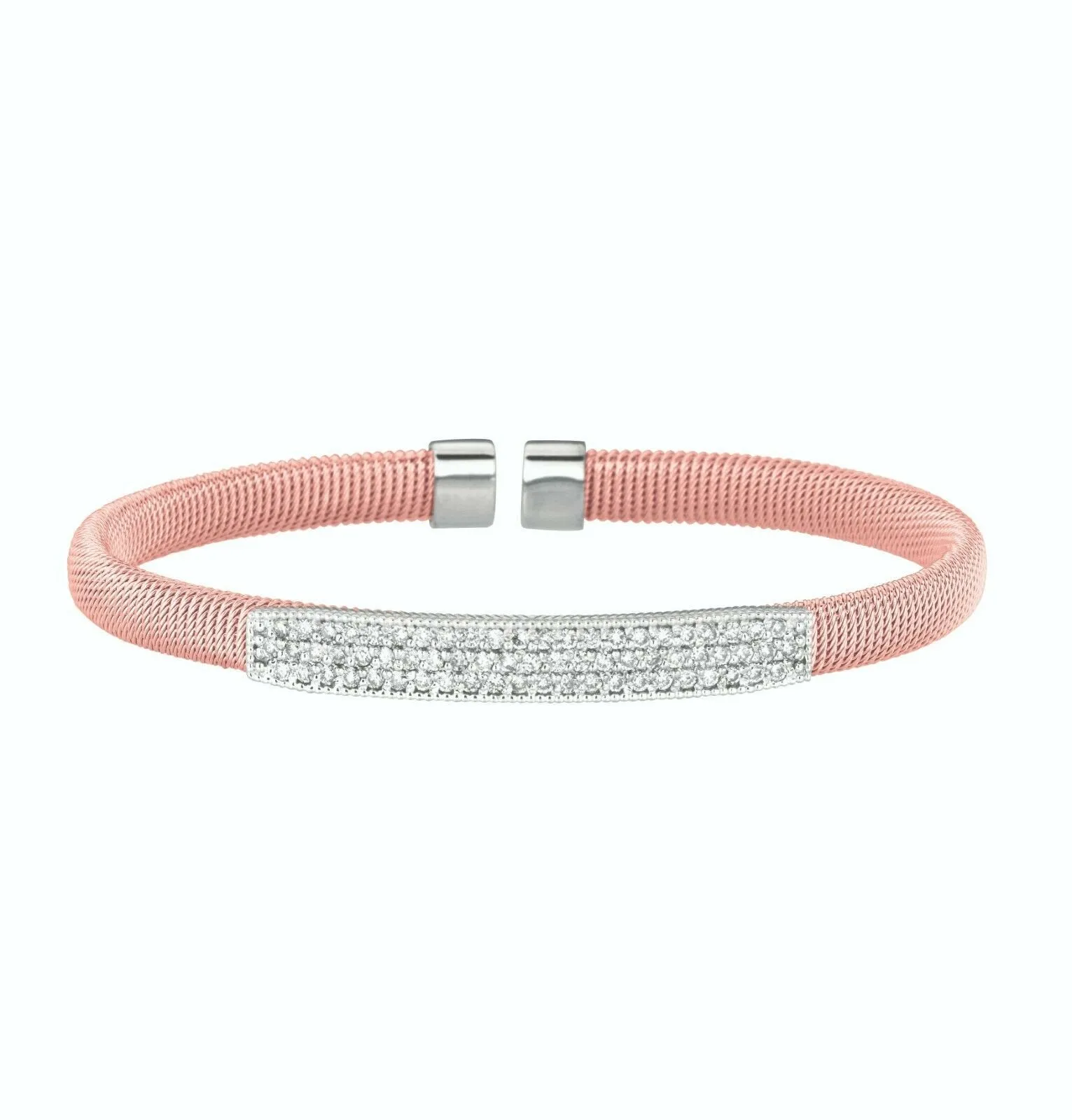 1.00 Carat Natural Diamond Fancy Bangle Bracelet G-H SI 14K White Gold 7''