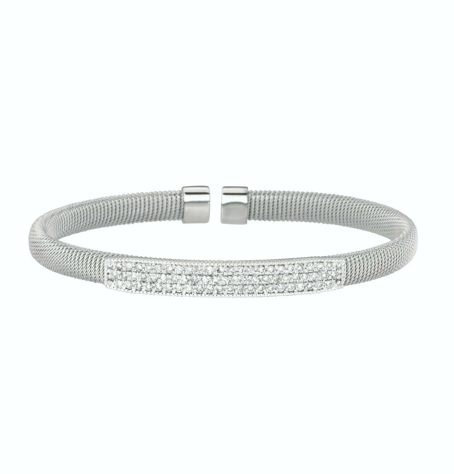 1.00 Carat Natural Diamond Fancy Bangle Bracelet G-H SI 14K White Gold 7''