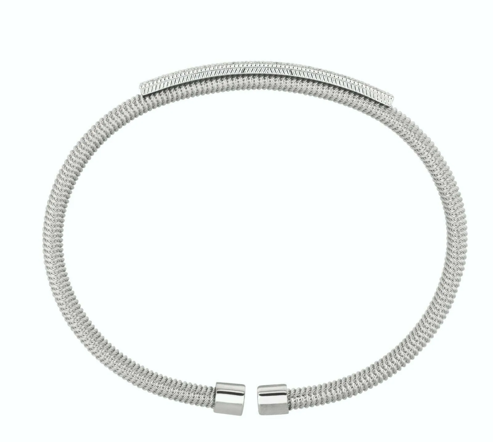 1.00 Carat Natural Diamond Fancy Bangle Bracelet G-H SI 14K White Gold 7''