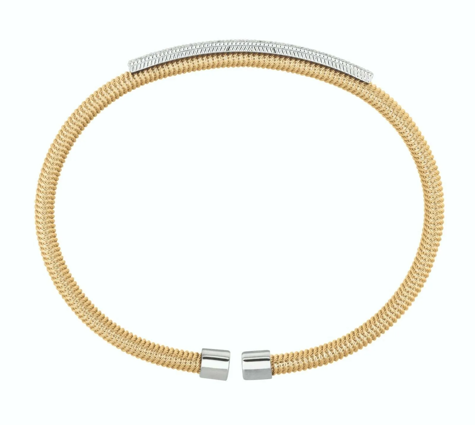 1.00 Carat Natural Diamond Fancy Bangle Bracelet G-H SI 14K White Gold 7''