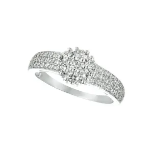 1.00 Carat Natural Diamond Flower Cluster Ring G-H SI 14K White Gold