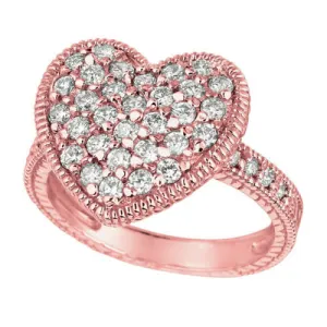 1.00 Carat Natural Diamond Heart Ring Band G SI 14K Rose Gold