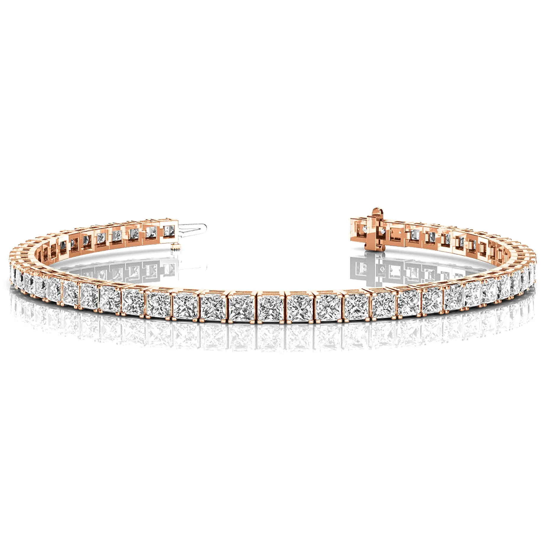10.0 ctw Princess Cut Diamond Tennis Bracelet With Modern Square Prongs