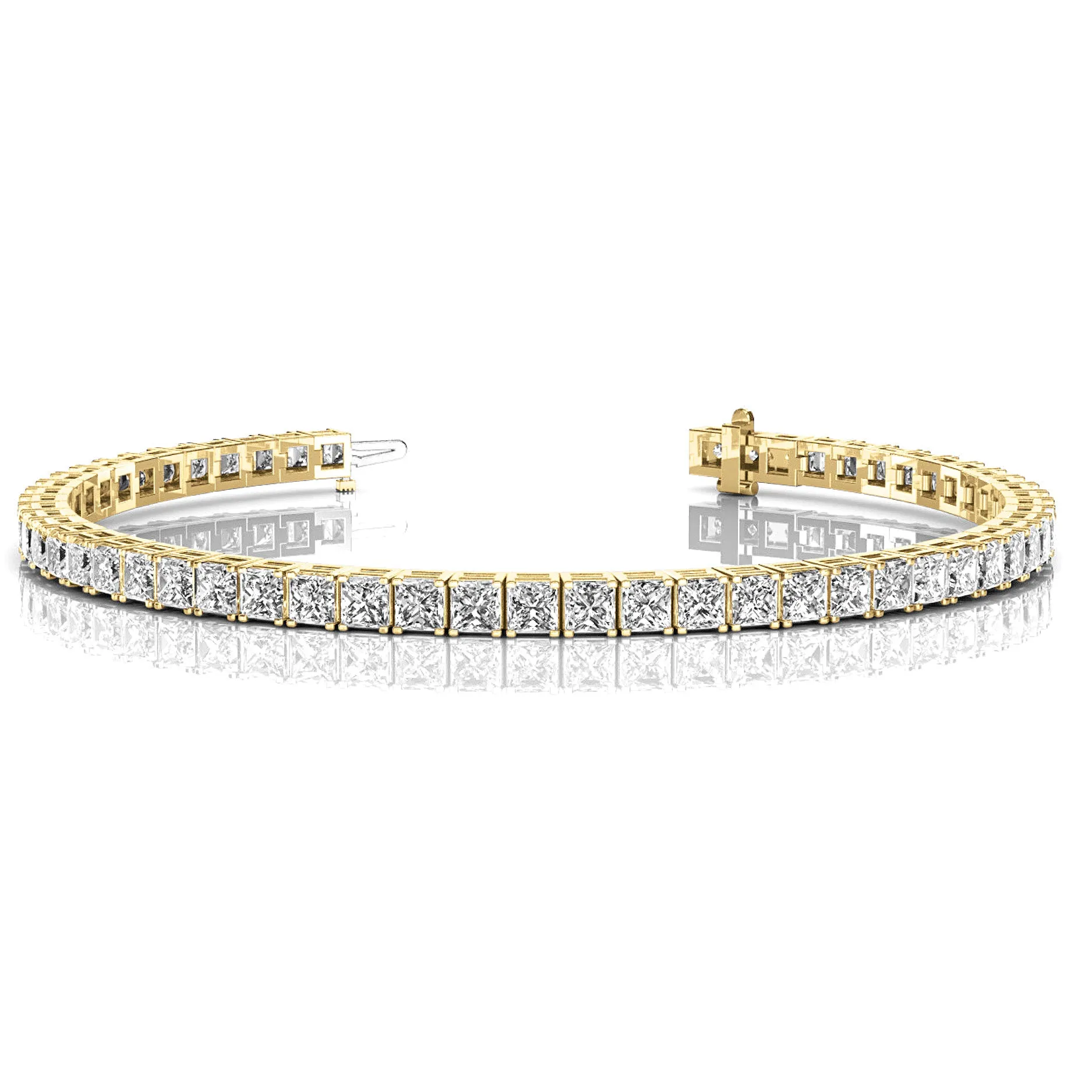 10.0 ctw Princess Cut Diamond Tennis Bracelet With Modern Square Prongs