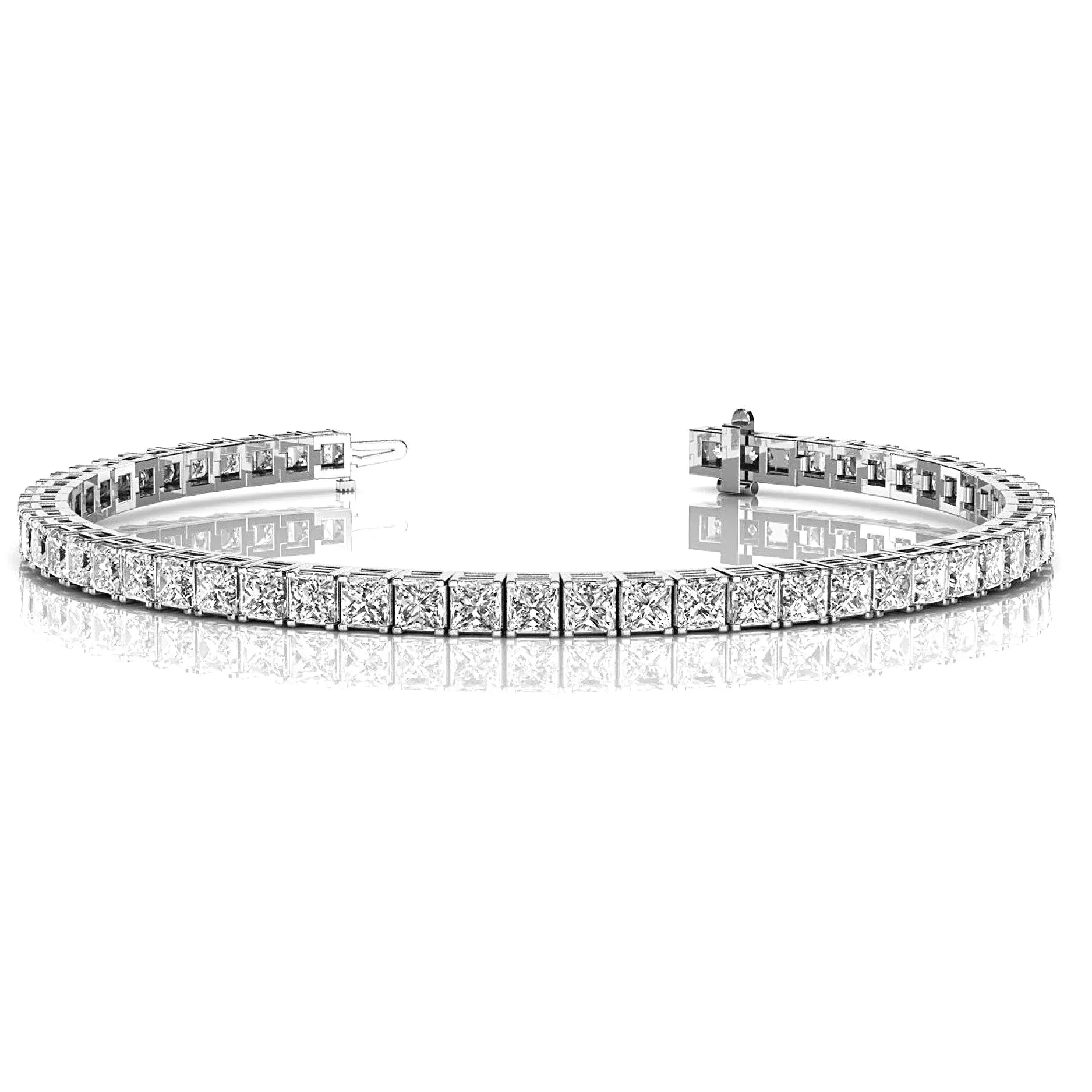 10.0 ctw Princess Cut Diamond Tennis Bracelet With Modern Square Prongs