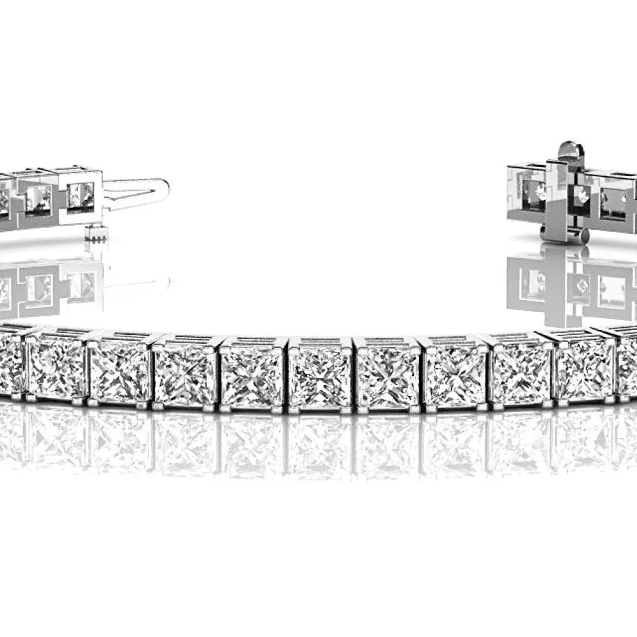 10.0 ctw Princess Cut Diamond Tennis Bracelet With Modern Square Prongs