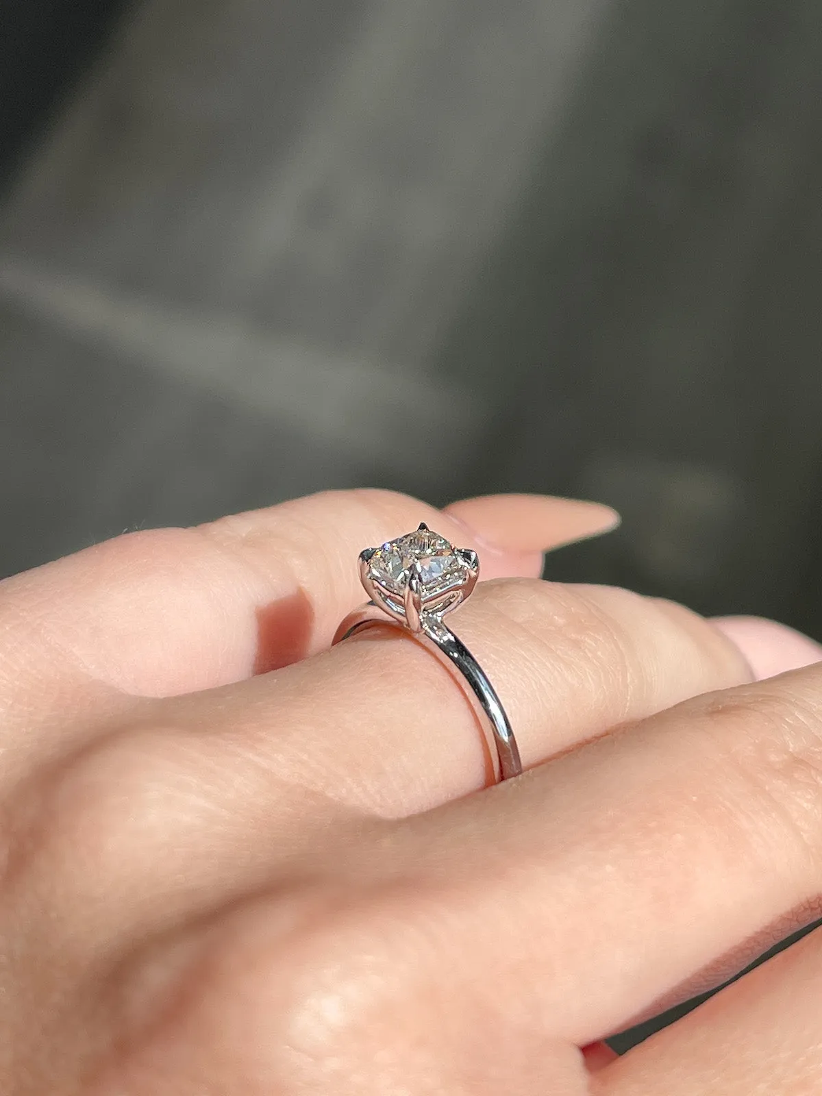 1.01 Cushion Natural Diamond Solitaire Engagement Ring