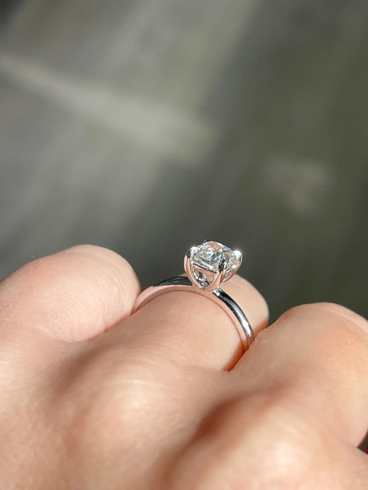 1.01 Cushion Natural Diamond Solitaire Engagement Ring