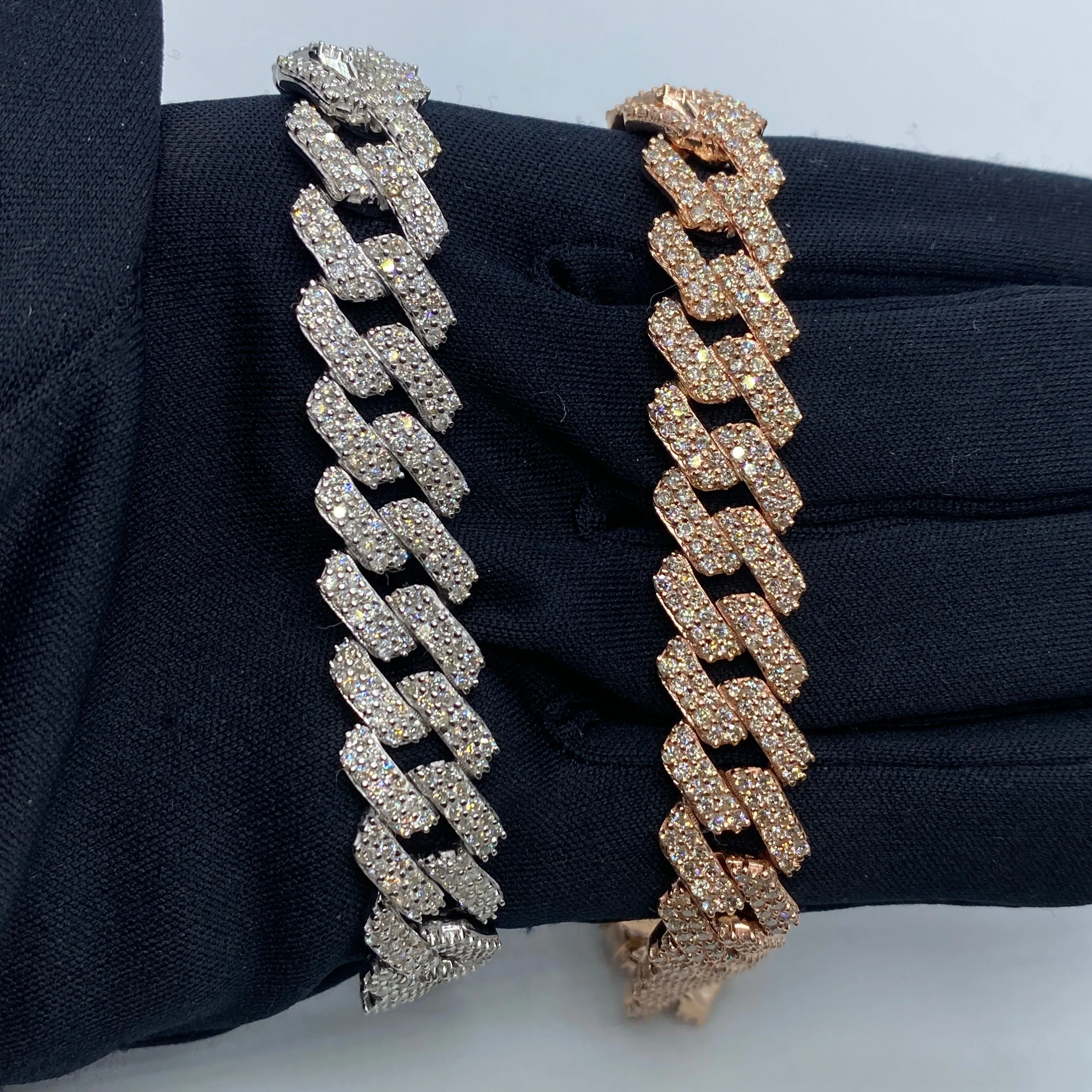 10K 13.5MM Cuban Link Diamond Bracelet 8"