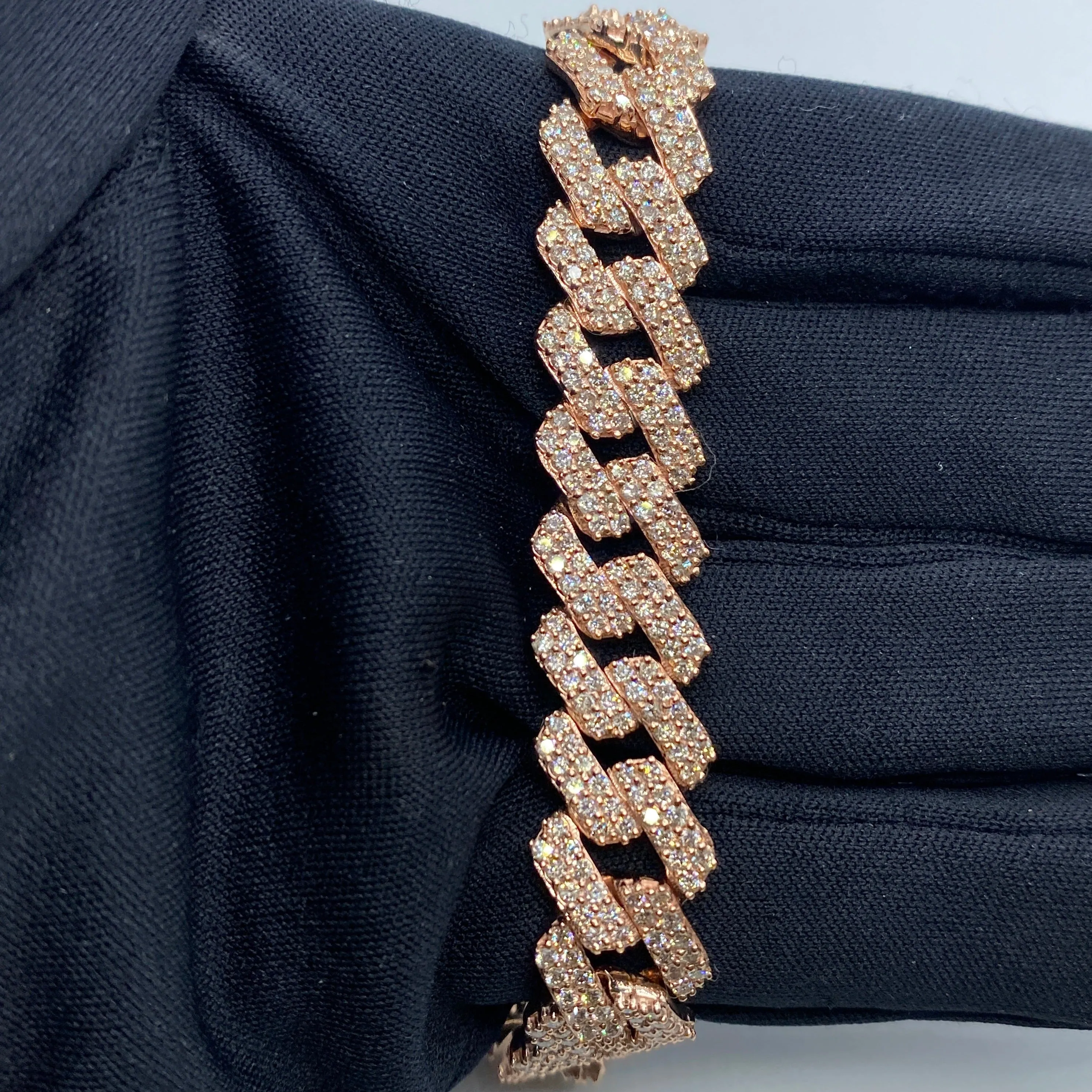 10K 13.5MM Cuban Link Diamond Bracelet 8"