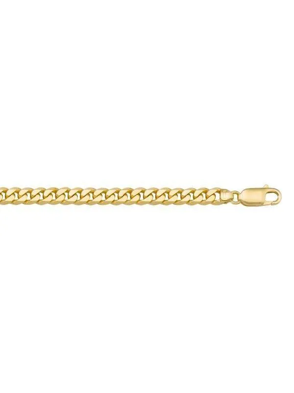 10k, 14k Yellow Gold Solid Flat Beveled Link Curb 5.4 mm Italian Bracelet