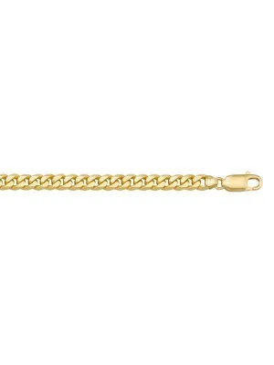 10k, 14k Yellow Gold Solid Flat Beveled Link Curb 5.4 mm Italian Bracelet