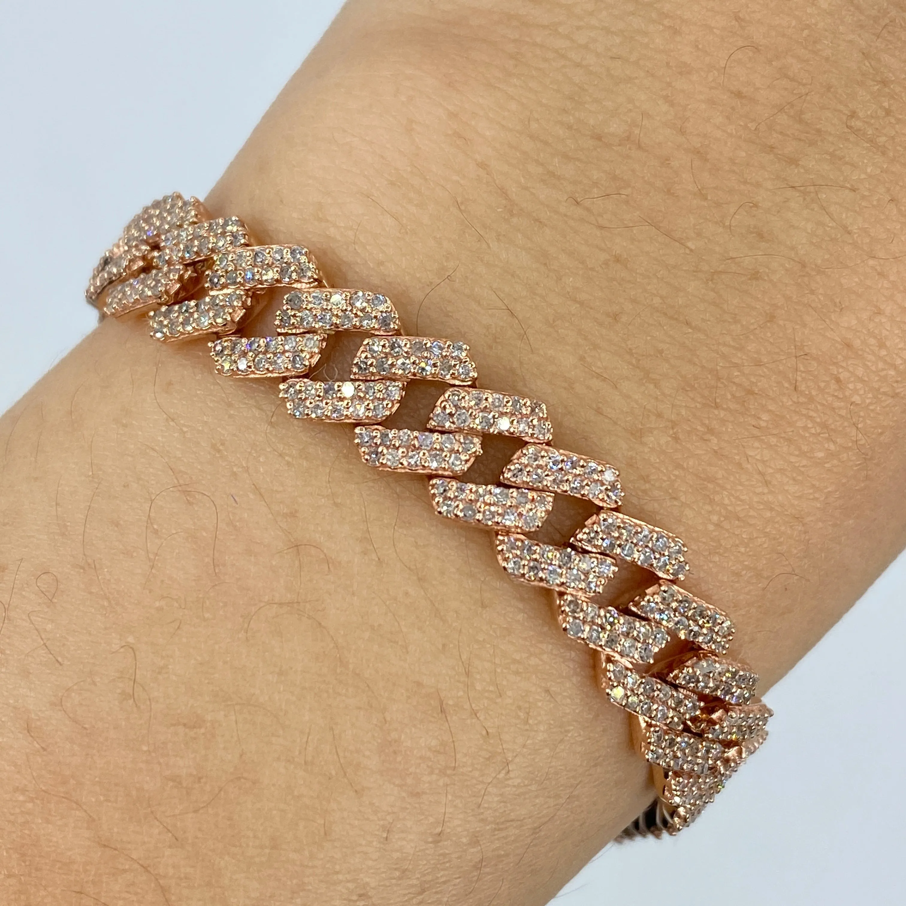 10K 8MM Cuban Link Diamond Bracelet 7.5"