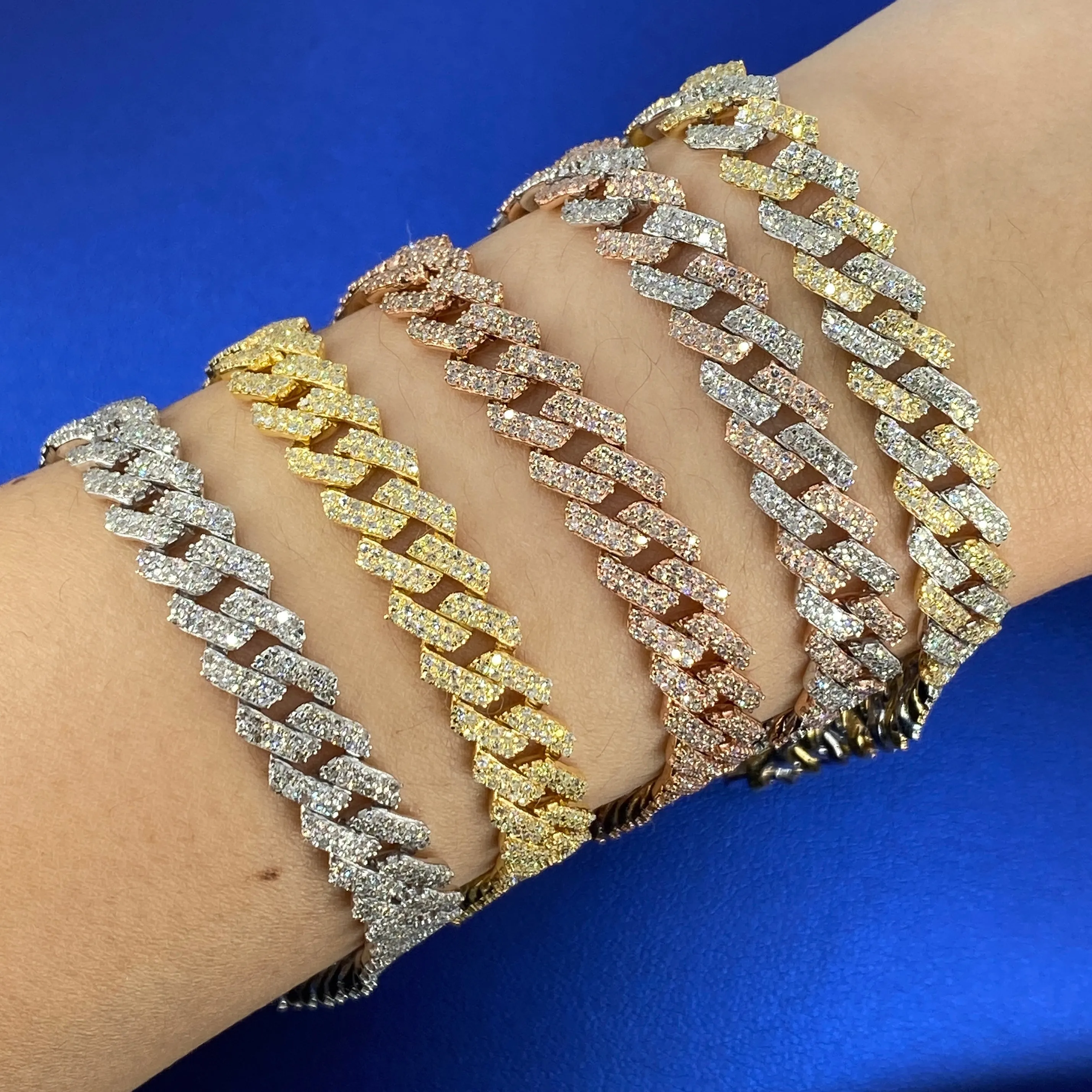 10K 8MM Cuban Link Diamond Bracelet 7.5"